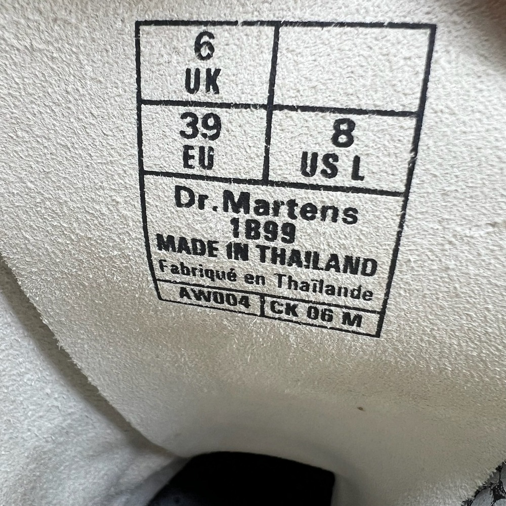 Dr. Martens 1B99 Floral Boots Women's Size 8 White‎ Tall 14-Eye Lace Up Zip - Picture 9 of 9
